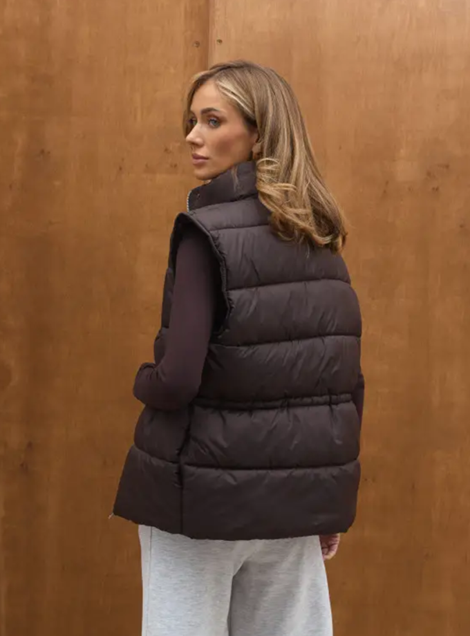 Жилет Утеплений з затяжками OW001 коричневий TWICE (TWC_2439-9909-zhilet_br)