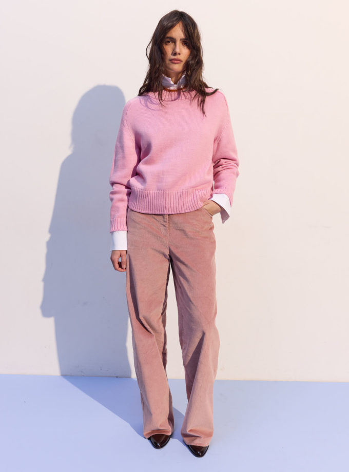 Брюки вільного крою з вельвету рожеві THE LACE (TLA_00003729)