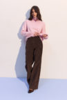 Брюки вільного крою з вельвету шоколадні THE LACE (TLA_00003733)