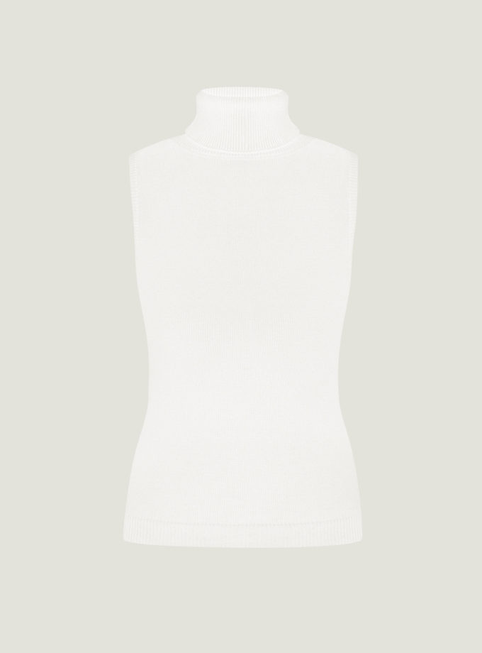 Трикотажний топ із високою горловиною молочний THE LACE (TLA_00003788)