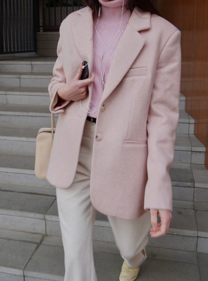 Пальто-жакет вовняний однобортний Blush pink THE LACE (TLA_00003853)