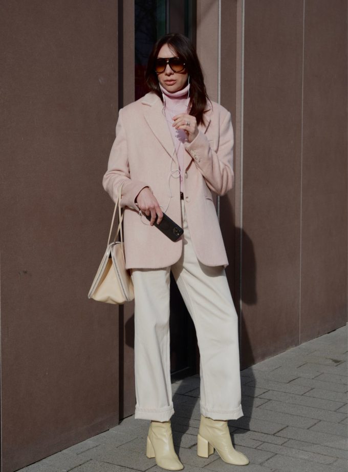 Пальто-жакет вовняний однобортний Blush pink THE LACE (TLA_00003853)