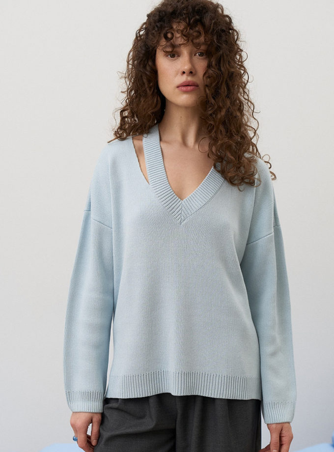 Віскозний джемпер з V-подібним вирізом Quiet SAVOUR (SVR_JR-1364-bl)