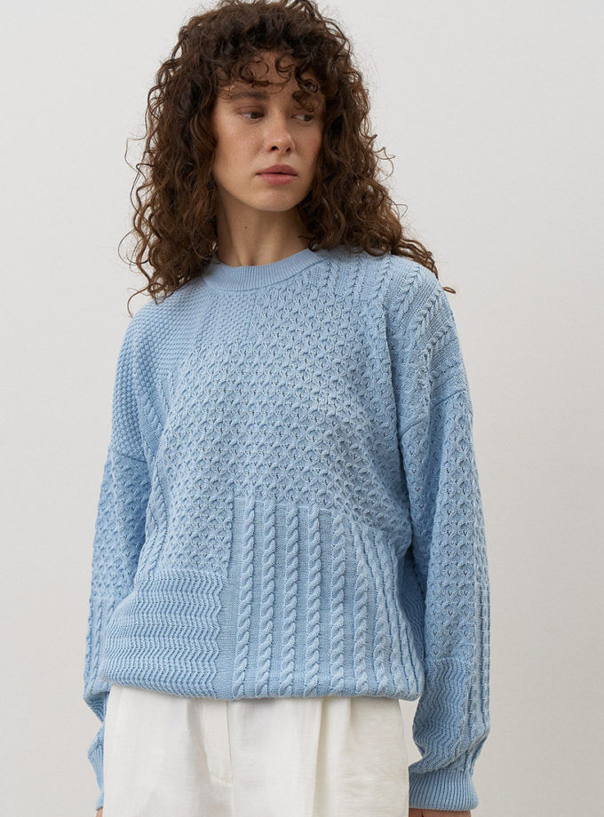 Фактурний светр з круглою горловиною Weave SAVOUR (SVR_JR-1363-bl)