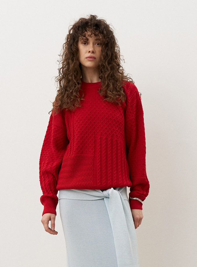 Фактурний светр з круглою горловиною Weave SAVOUR (SVR_JR-1363-rd)