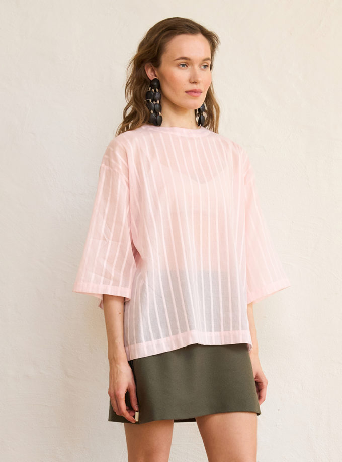 Оверсайз рожева котонова футболка SELERA (SLR_SS25_13)