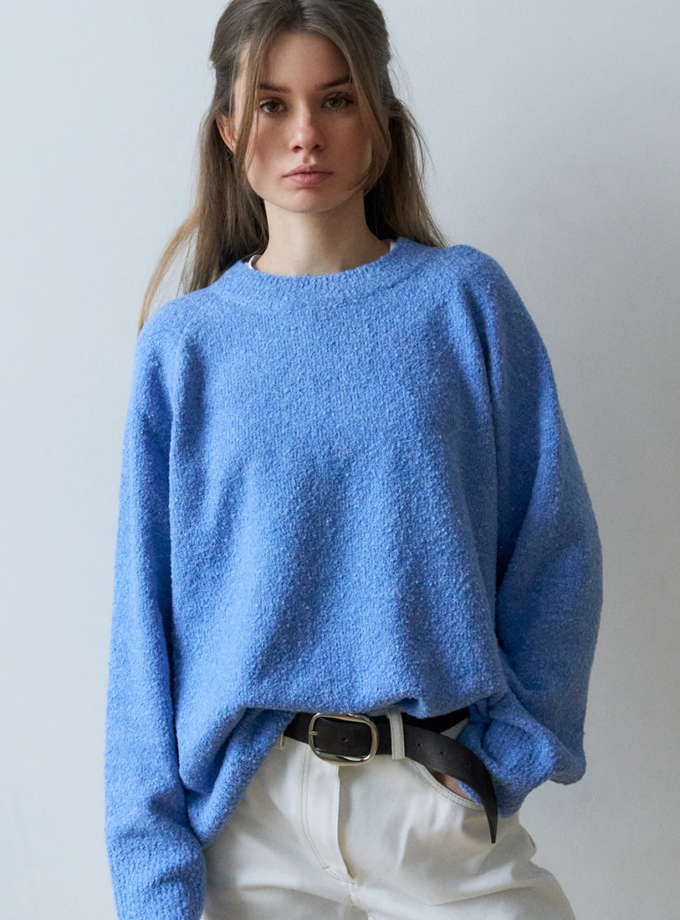 Светр із вовни і бавовни - Блакитний WKMF (WKMF_297_2) - фото 4