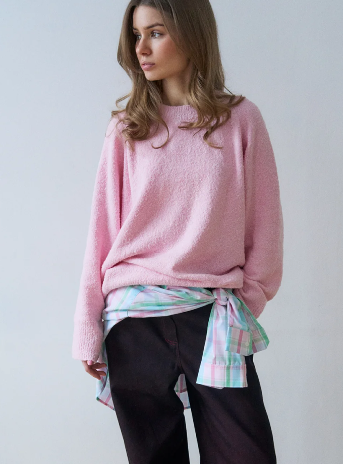 Светр із вовни і бавовни - Рожевий WKMF (WKMF_297_4)