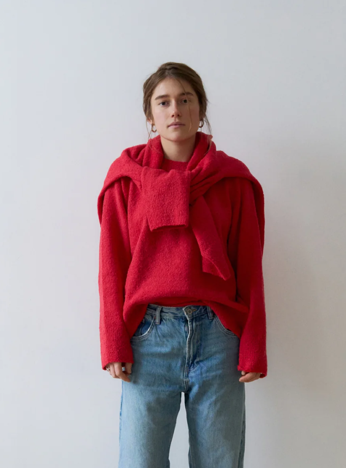 Светр із вовни і бавовни - Червоний WKMF (WKMF_297_1)