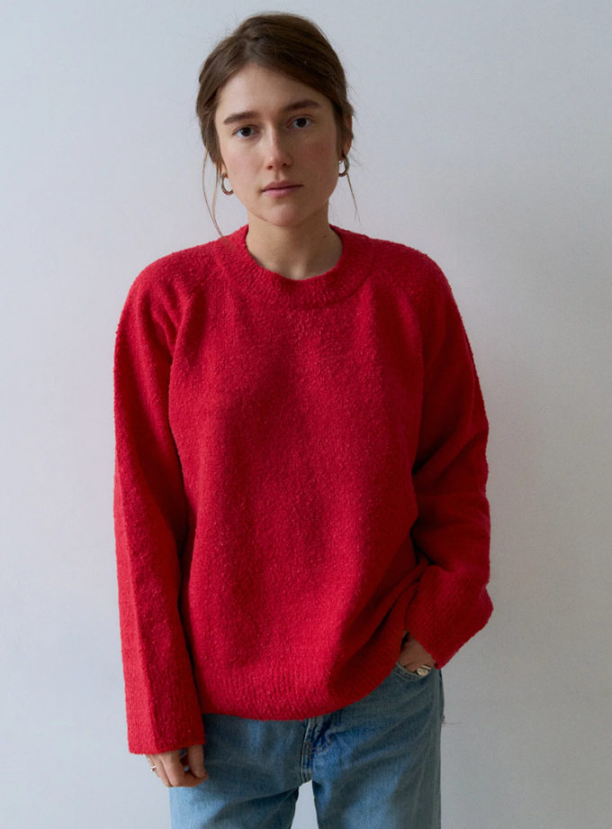 Светр із вовни і бавовни - Червоний WKMF (WKMF_297_1)