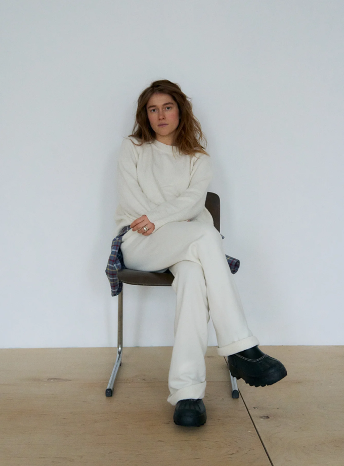 Светр із вовни і бавовни - Молочний WKMF (WKMF_297_3)