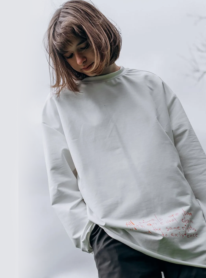 Лонгслів Коні 1 унісекс в білому кольорі FMK (FMK_long_koni)