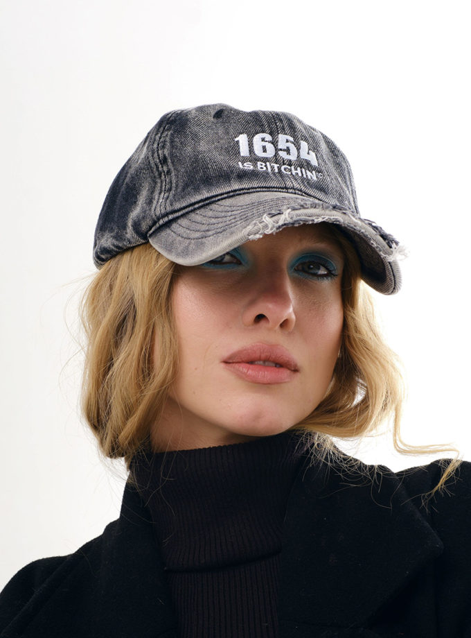 Чорна джинсова кепка 1654 BITCHIN' (BTCH_0014)