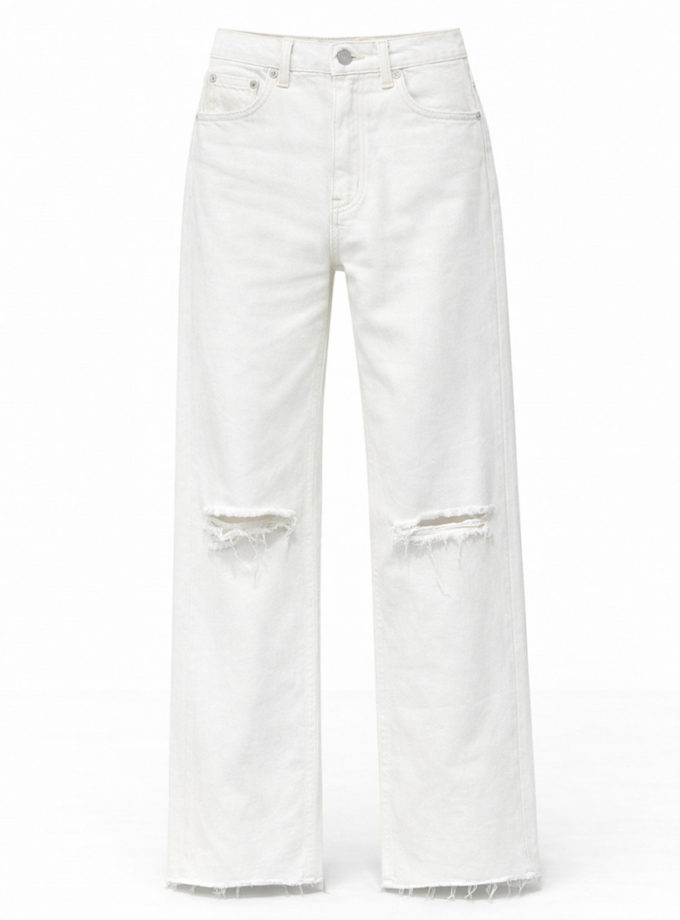 Джинси WIDE LEG молочні з потертостями WL615 TWICE (TWC_НФ-00008155)
