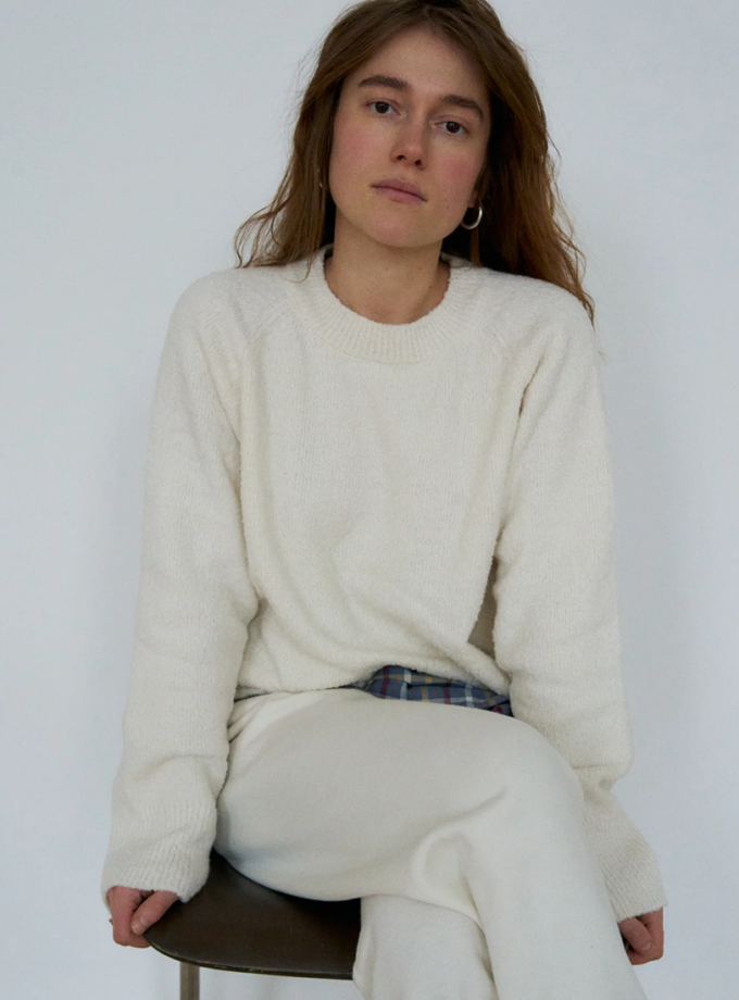 Светр із вовни і бавовни - Молочний WKMF (WKMF_297_3)