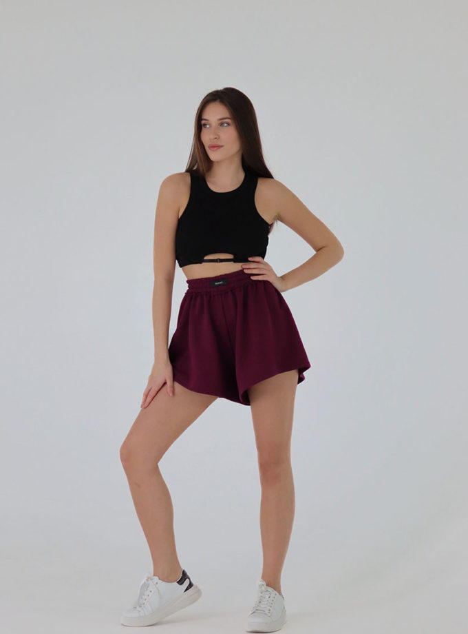 Шорти-кльош у кольорі бургунді MAXAVI (MX_MX2406_burgundy)