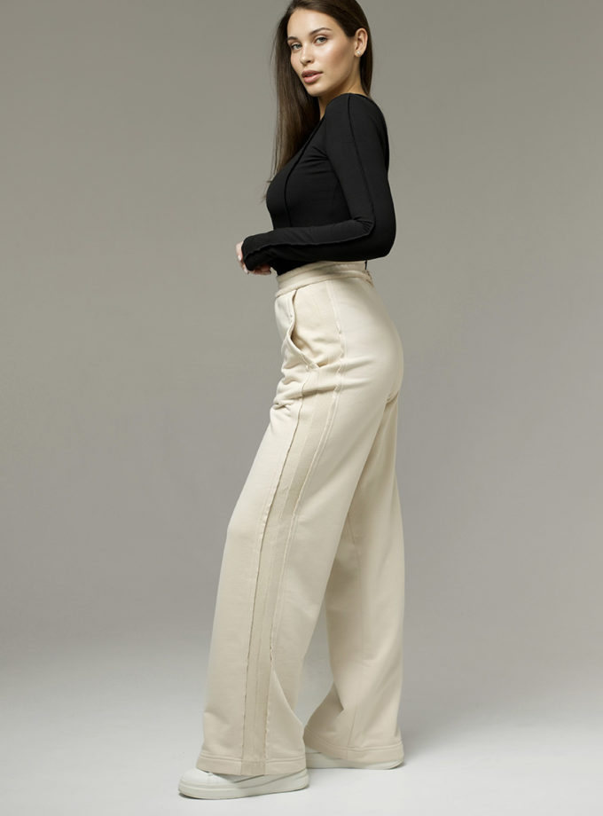 Штани з лампасами у молочному кольорі MAXAVI (MX_MX2507_milky)