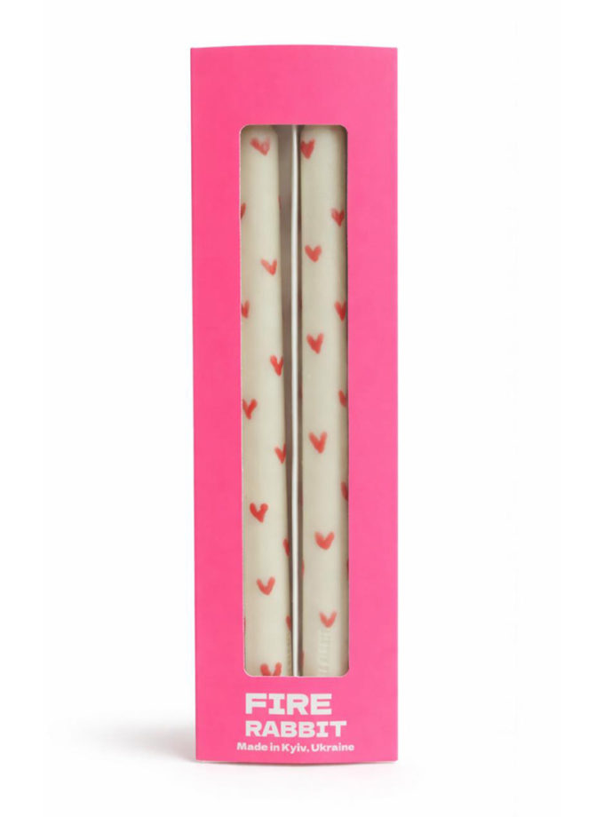 Набір 2-х свічок  Білі у червоне сердечко FIRE RABBIT (FR-00-140)