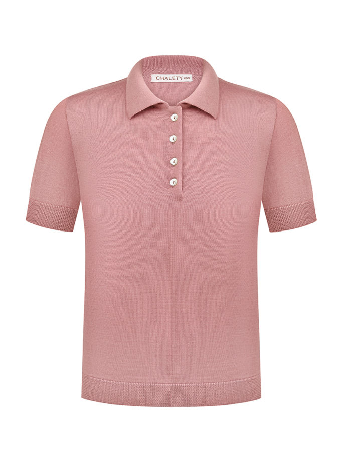 Поло з вовни мериноса CHALETY (CHLT_Polo_T-shirt_Luce_Dusty_rose)