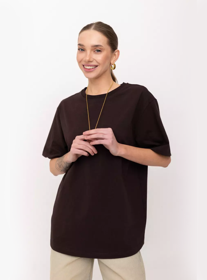 Футболка оверсайз коричнева TWICE (TWC_НФ-00006794_BR)