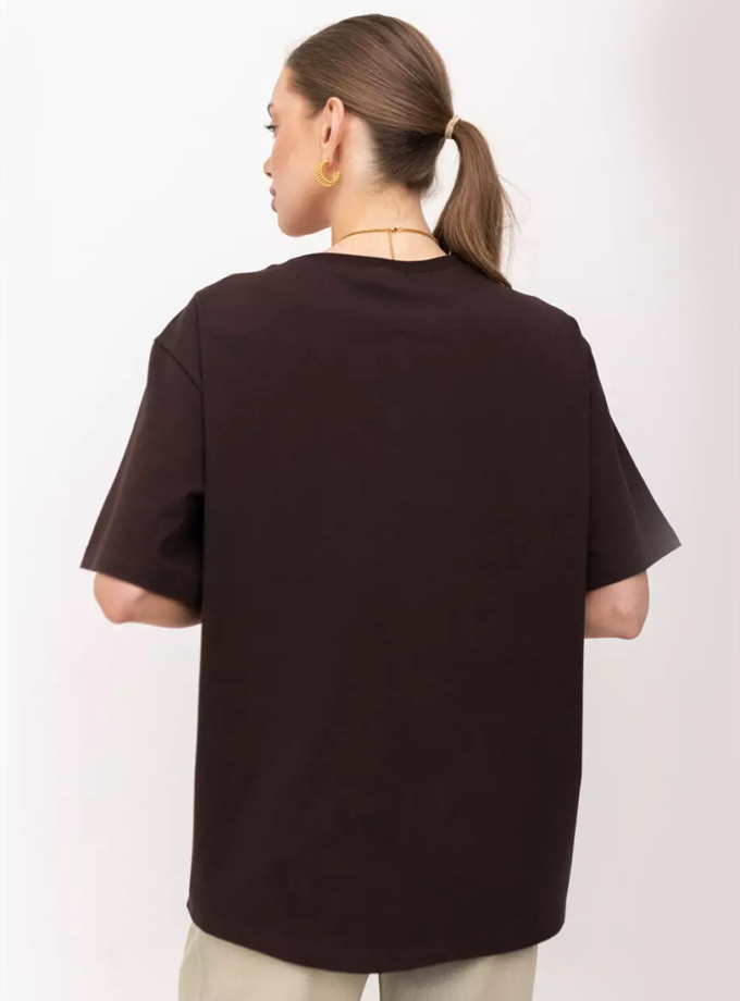 Футболка оверсайз коричнева TWICE (TWC_НФ-00006794_BR)