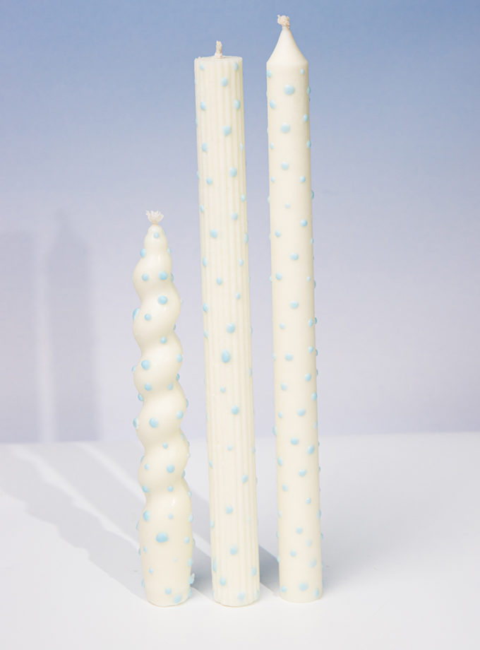 Набір свічок білі в блакитну крапку FIRE RABBIT (FR-00-37)