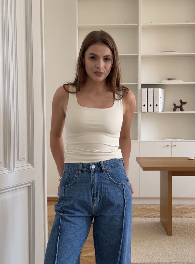 Майка на широких бретелях TP004 молочна TWICE (TWC_нф-00008032_MLK)