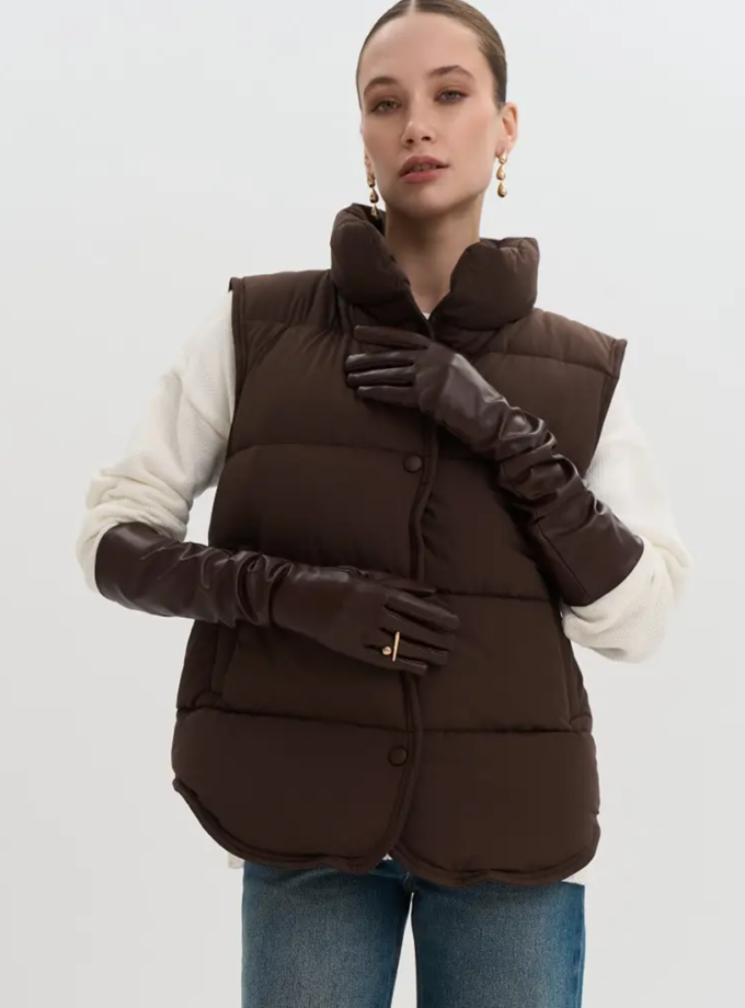 Жилет базовий утеплений OW002 коричневий TWICE (TWC_НФ-00007980_BR)