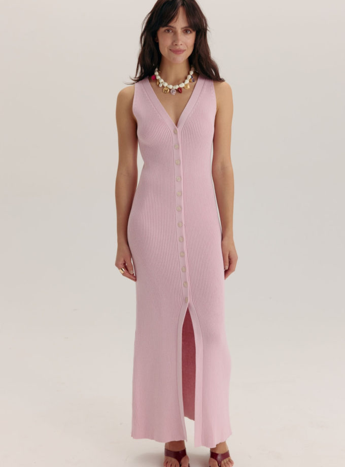 Трикотажний сарафан максі на ґудзиках рожевий THE LACE (TLA_00003018)