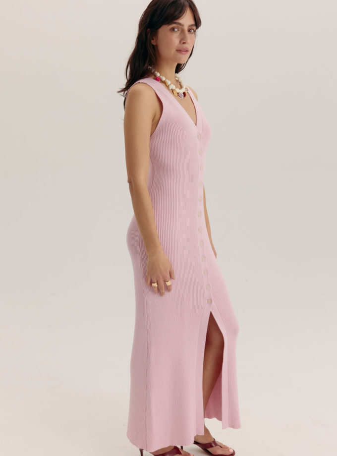 Трикотажний сарафан максі на ґудзиках рожевий THE LACE (TLA_00003018)