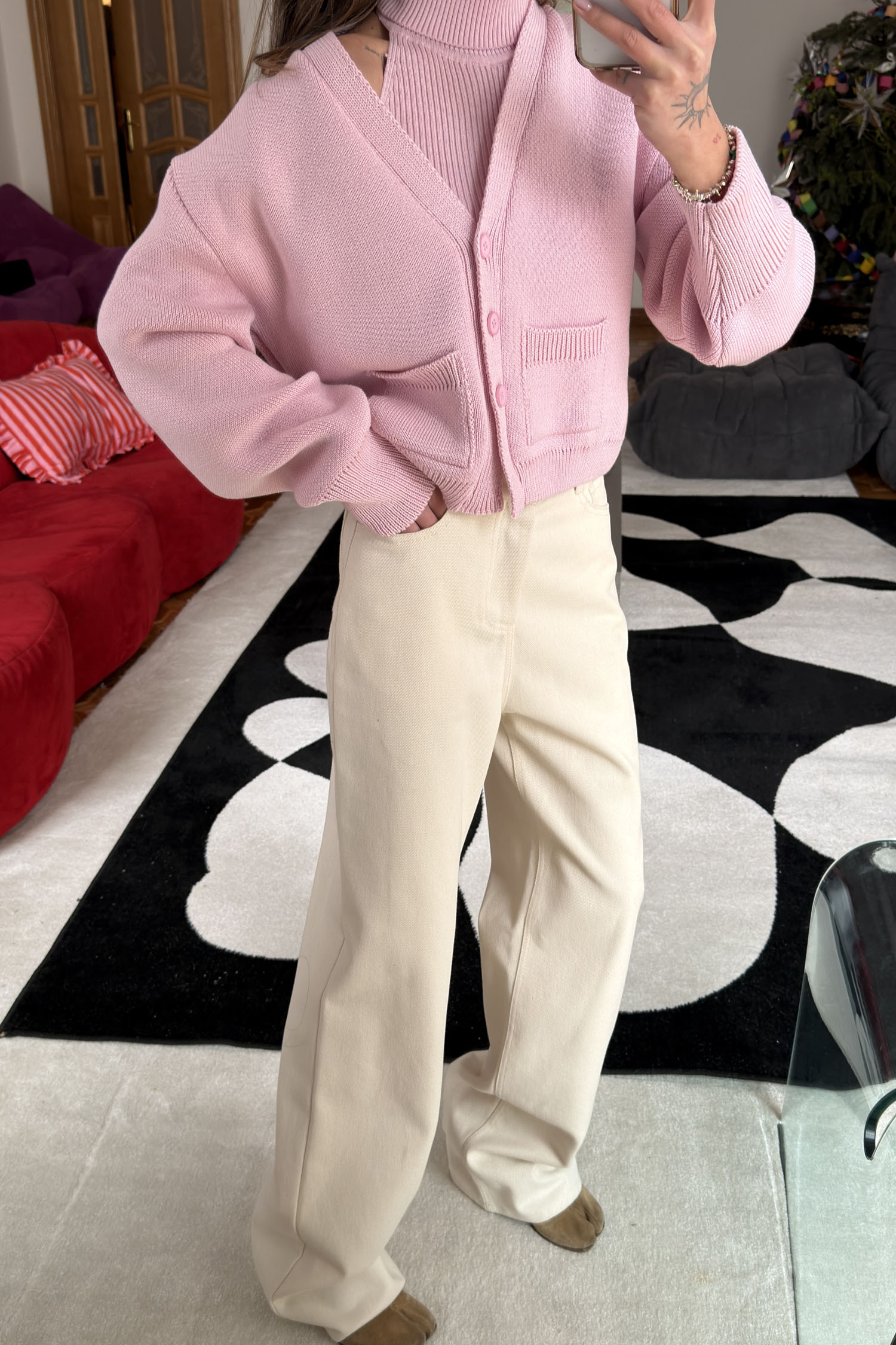 00003786-4 Кардиган трикотажний з кишенями рожевий THE LACE (TLA_00003786) - фото 4