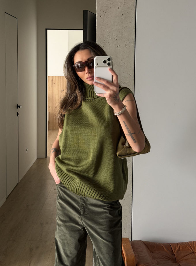 Жилет з напіввовни Olive green THE LACE (TLA_00003808)