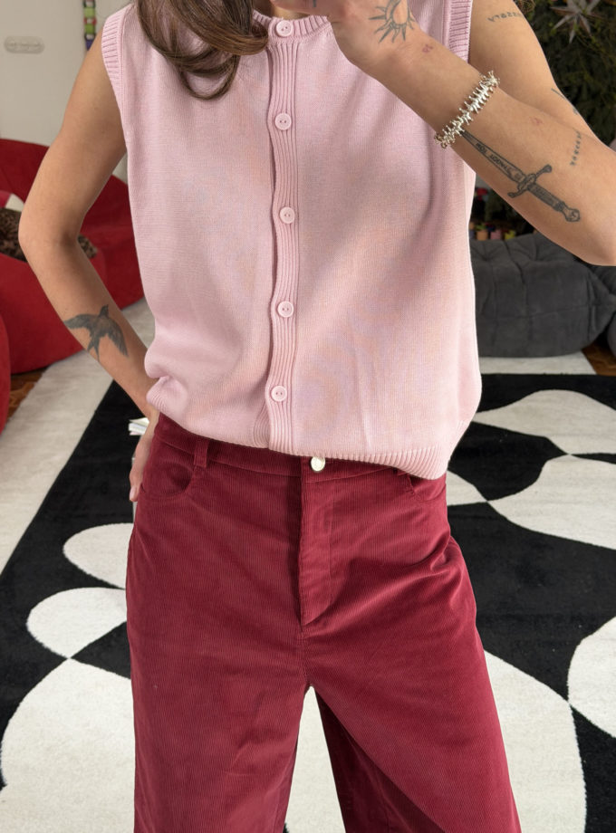 Трикотажний жилет з круглим вирізом рожевий THE LACE (TLA_00003823)