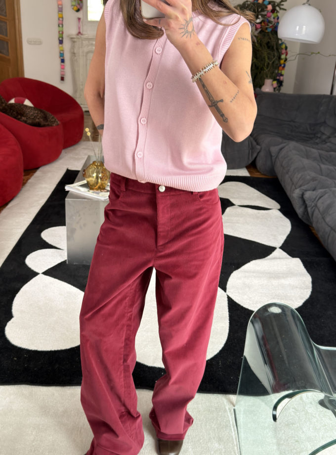 Трикотажний жилет з круглим вирізом рожевий THE LACE (TLA_00003823)