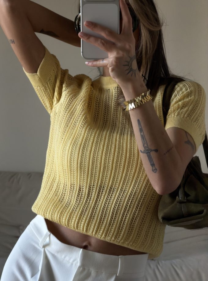 Джемпер ажурної в'язки лимонний THE LACE (TLA_00003867)