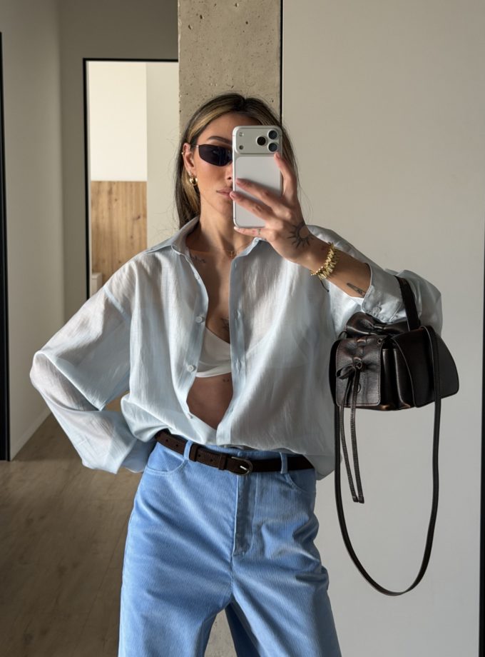 Сорочка вільного крою напівпрозора з тенселу Iced Blue THE LACE (TLA_00003874)