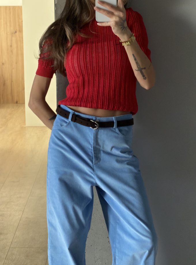 Джемпер ажурної в'язки червоний THE LACE (TLA_00003875)