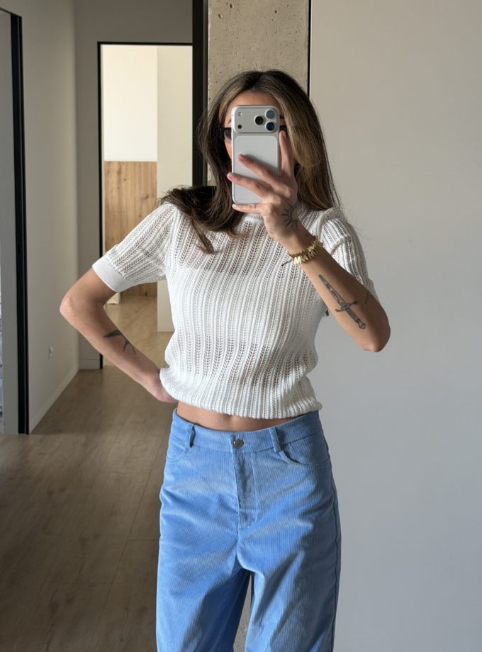 Джемпер ажурної в'язки молочний THE LACE (TLA_00003876)