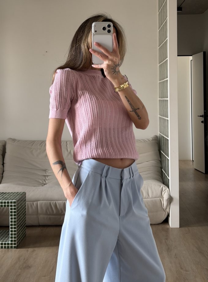 Джемпер ажурної в'язки рожевий THE LACE (TLA_00003877)