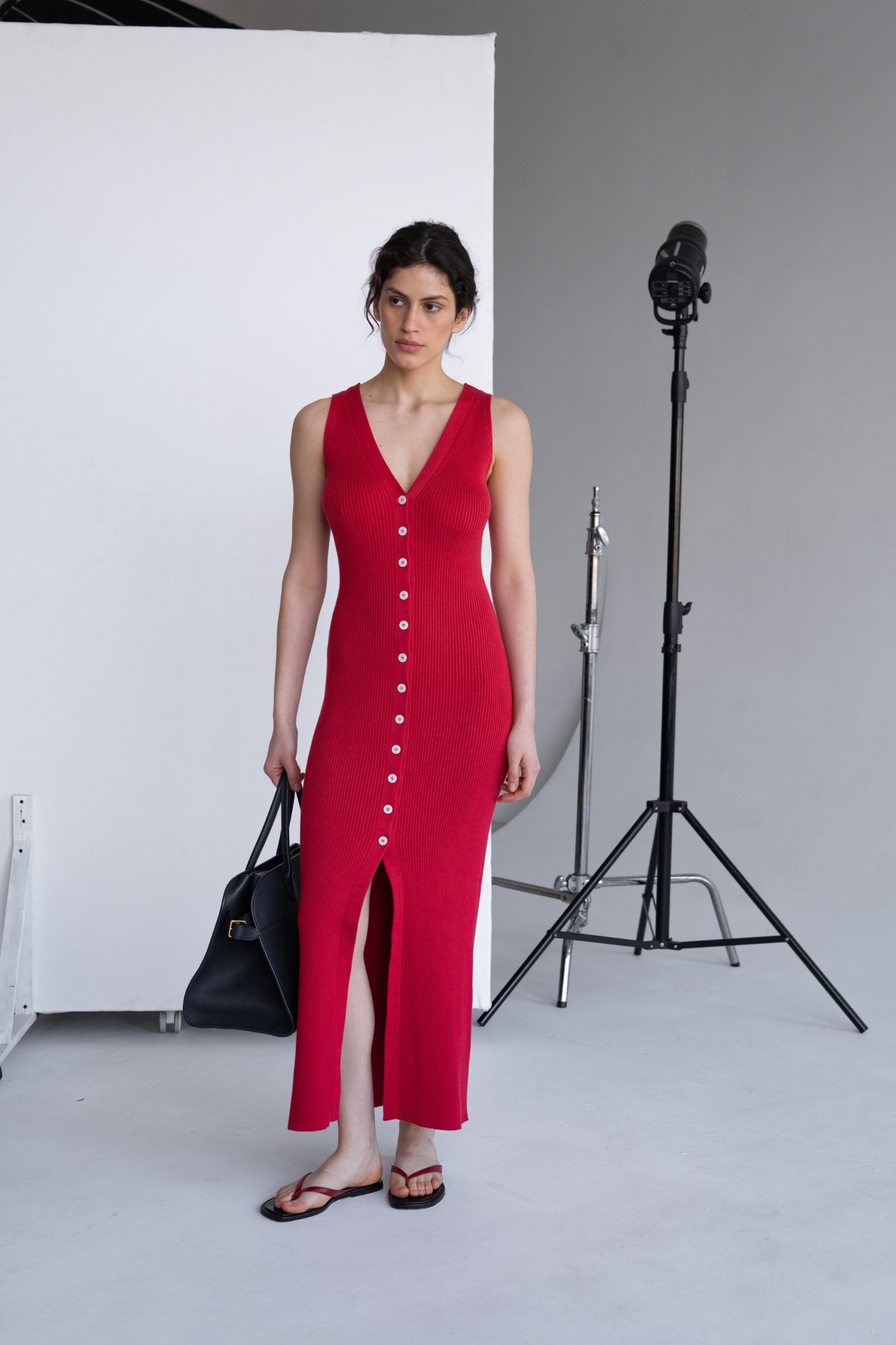 00003950-6 Трикотажний сарафан максі на ґудзиках червоний THE LACE (TLA_00003950) - фото 6