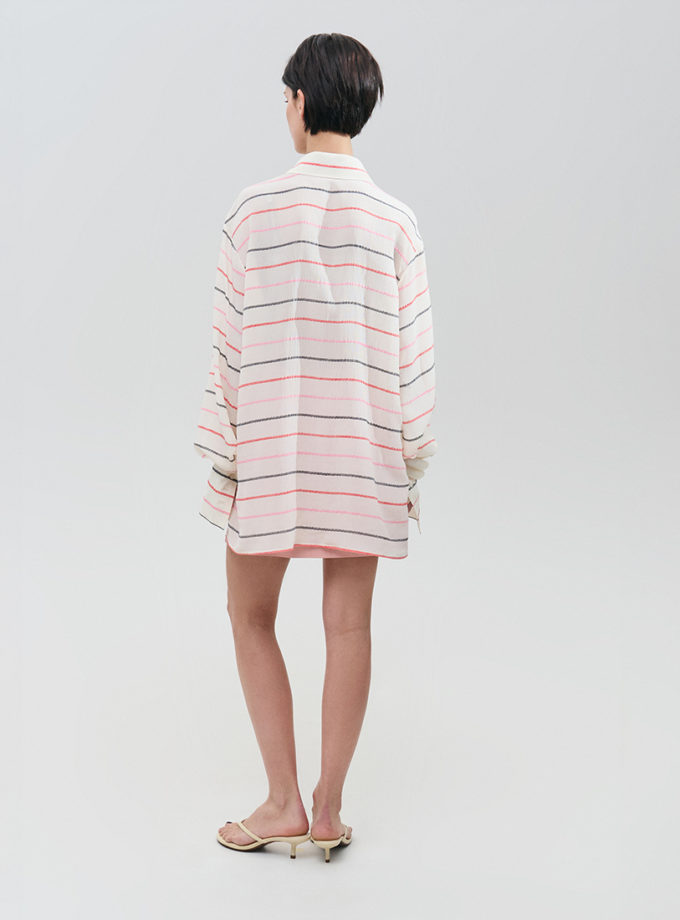 Шовкова сорочка в смужку - молочна WKMF (WKMF_304_1)