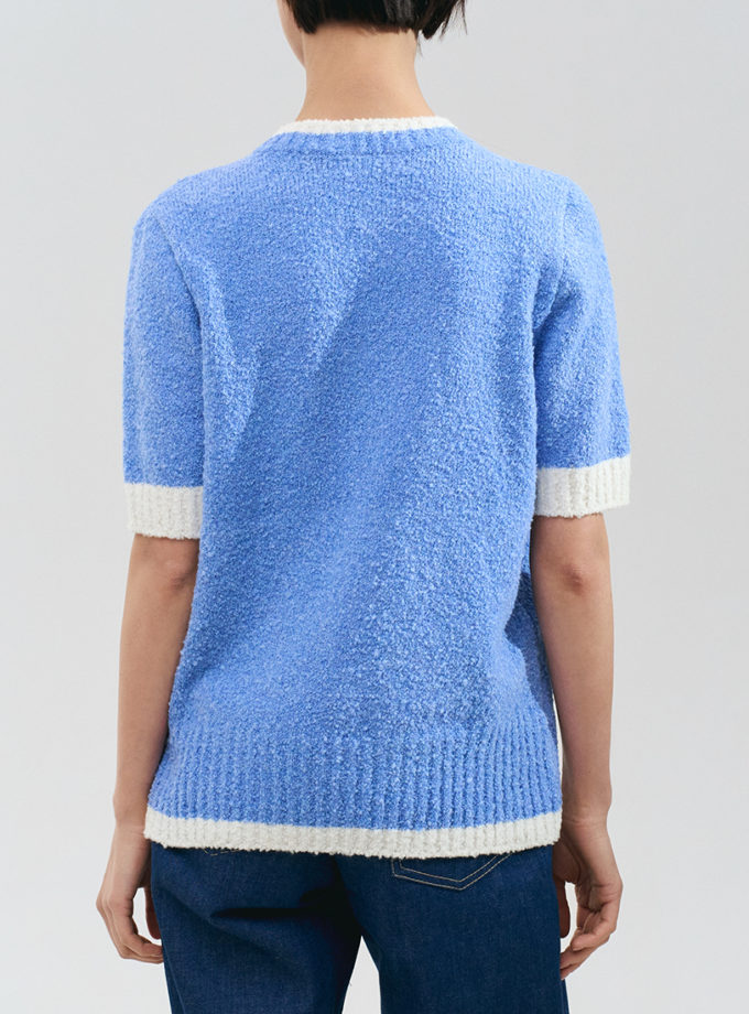 Светр із вовни і бавовни з короткими рукавами - блакитний WKMF (WKMF_306_3)