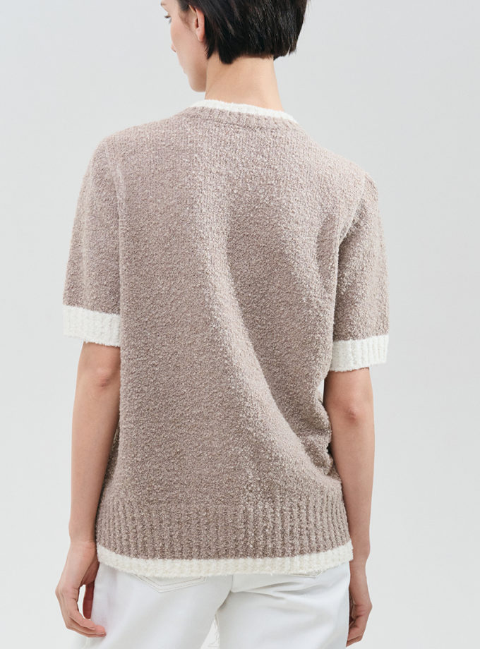 Светр із вовни і бавовни з короткими рукавами - бежевий WKMF (WKMF_306_1)