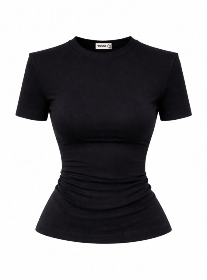 Футболка приталена з плечиками TS003 чорна TWICE (TWC_TS003_bl)