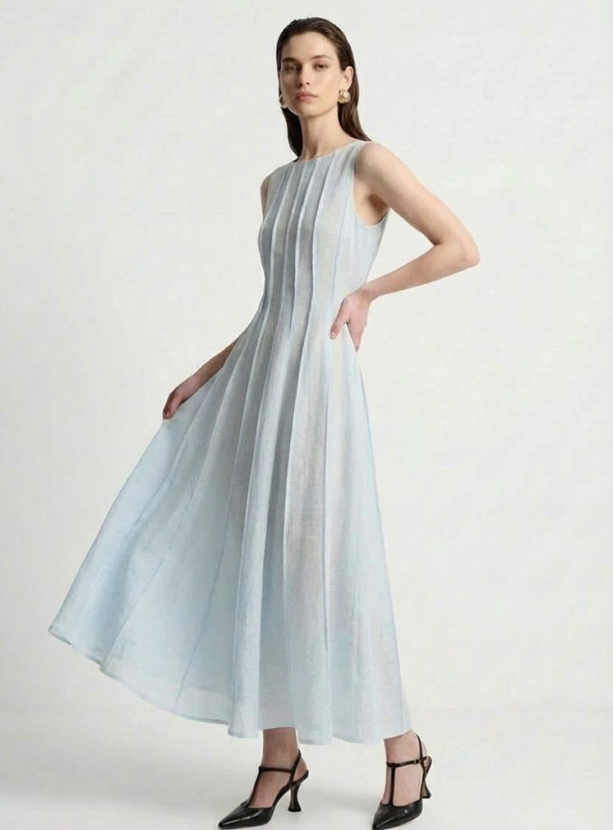 Сукня Aube з льону BÚDZIKO (BDZ_AUB-BLU-DRSS-SS26)