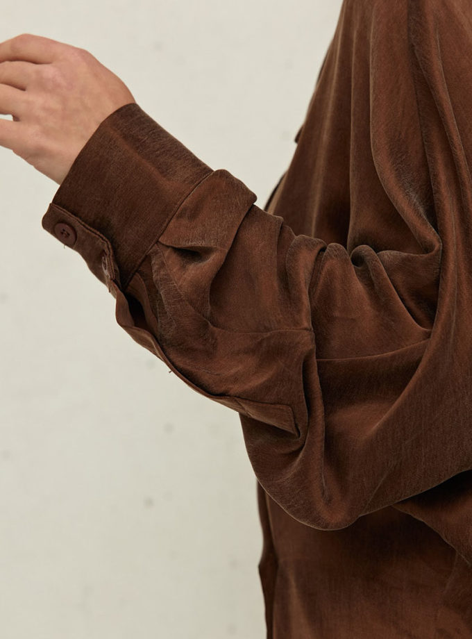 Жакет на запах шоколадного кольору THE ESSENCE (ESSENCE_THE571)