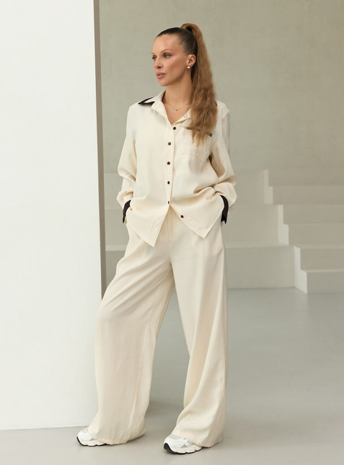 Костюм молочного кольору з контрастними деталями THE ESSENCE (ESSENCE_THE564)