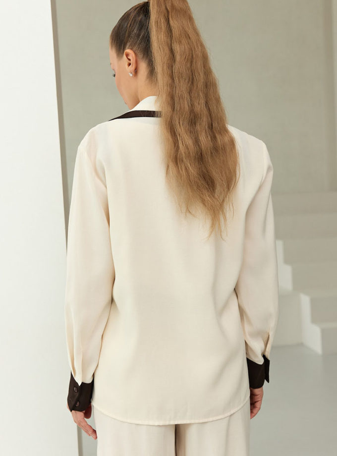 Костюм молочного кольору з контрастними деталями THE ESSENCE (ESSENCE_THE564)