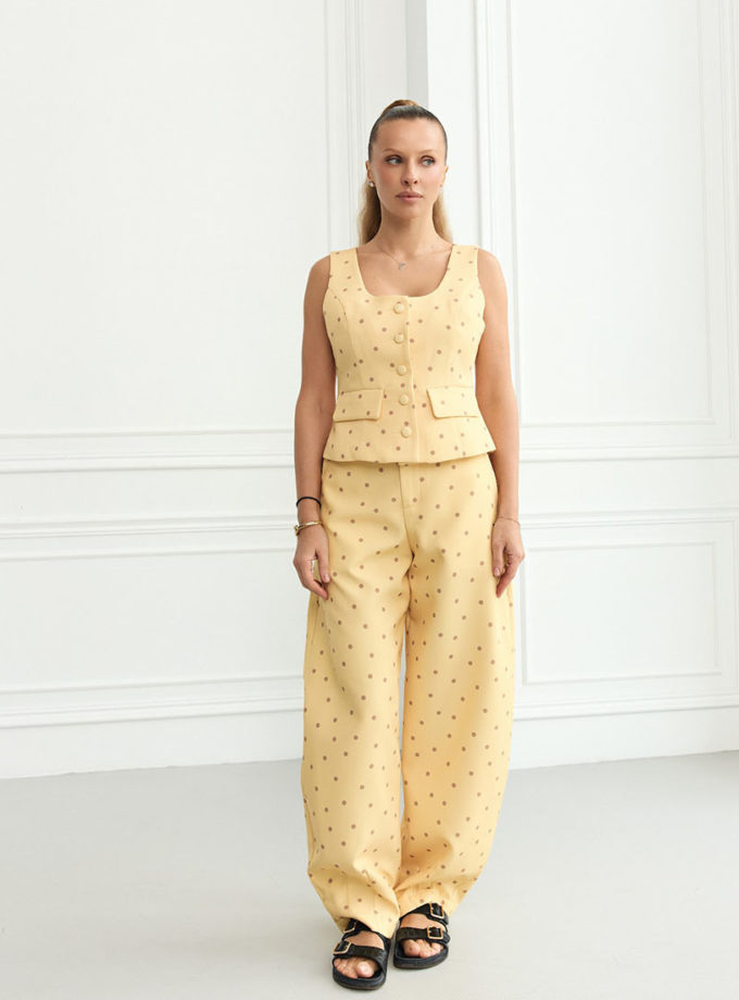 Костюм жовтого кольору з коричневим горохом THE ESSENCE (ESSENCE_THE578)