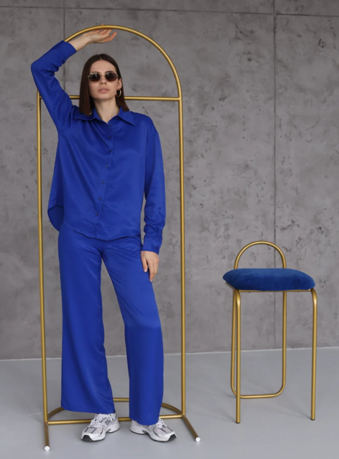 Штани сині шовкові BÚDZIKO (BDZ_LI-BL-TR)